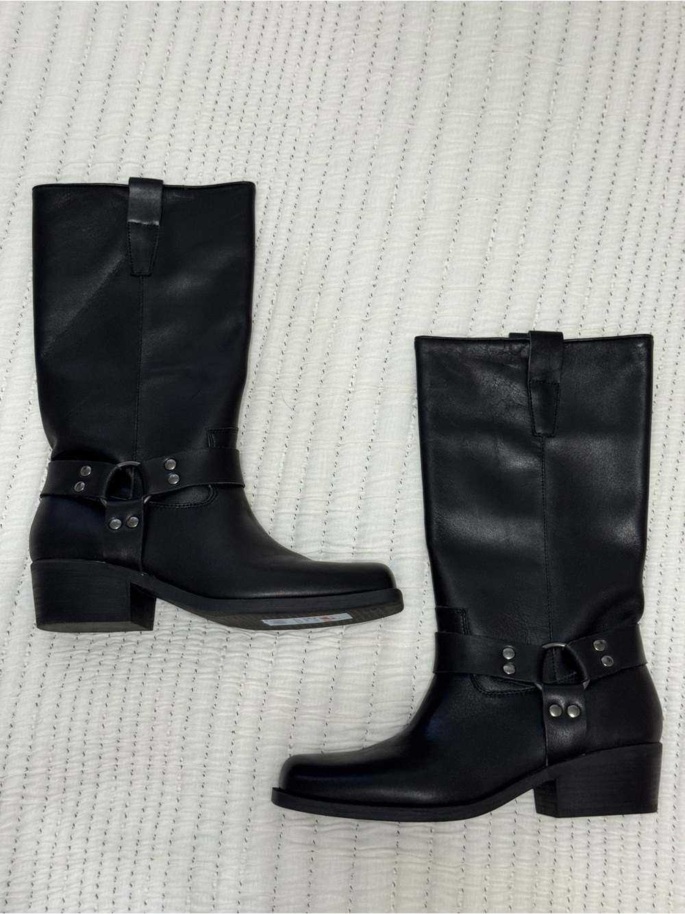 Steve Madden Black Leather Ruskin Moto Engineer Square Toe Boots Size 9.5M - Picture 6 of 6